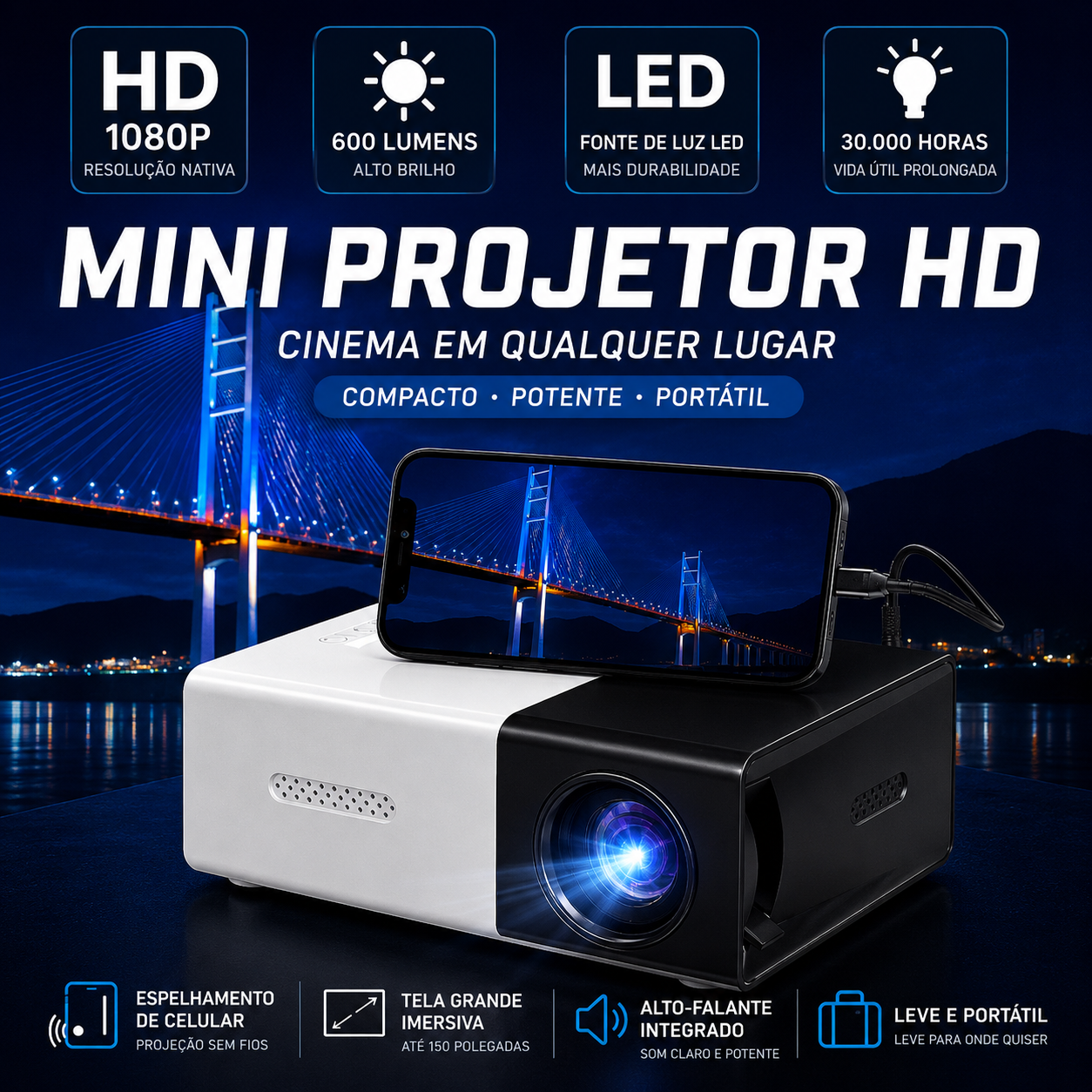 Mini Projetor 4K Ultra HD